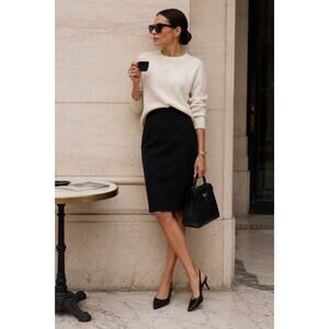 Akris Punto Black Wool Pencil Skirt US 4 Quiet Luxury High Waist Executive